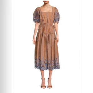 JOIE Nashua Eyelet Midaxi Fit‎ & Flare Dress sz Medium  NWT